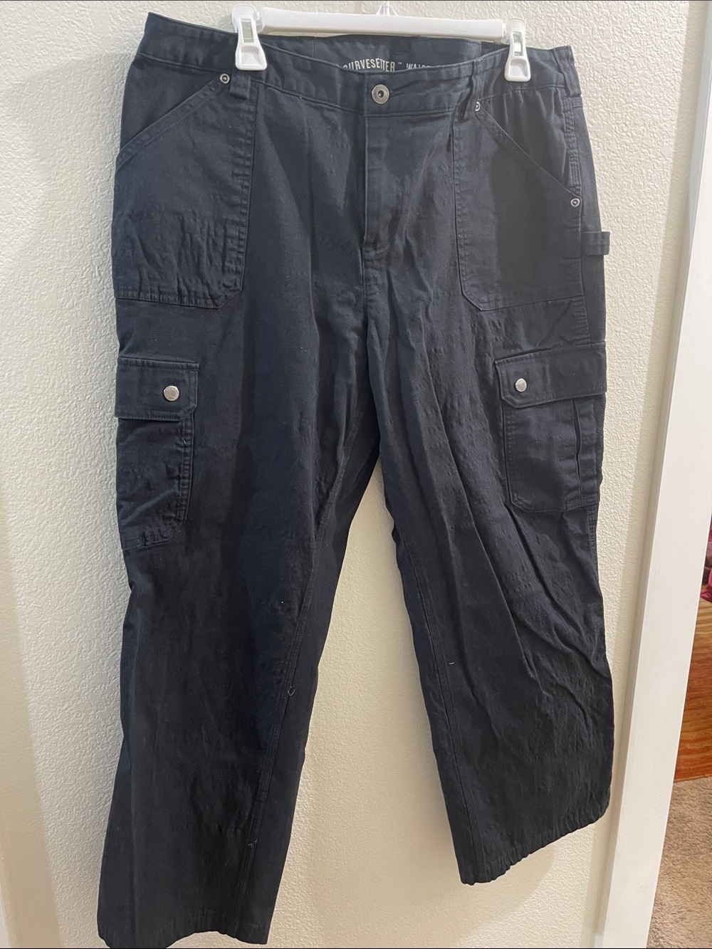 Duluth straight Leg Flex firehose Cargo Jeans in Black 16/33